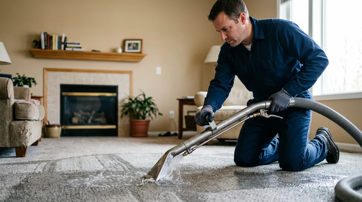 Water damage restoration technician working near Bismarck, ND